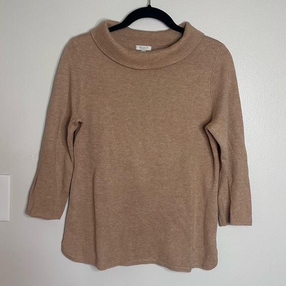 Talbots Mocha Cowl Neck Sweater 3/4 Length Sleeve Women’s Size Petite Small - Picture 1 of 12